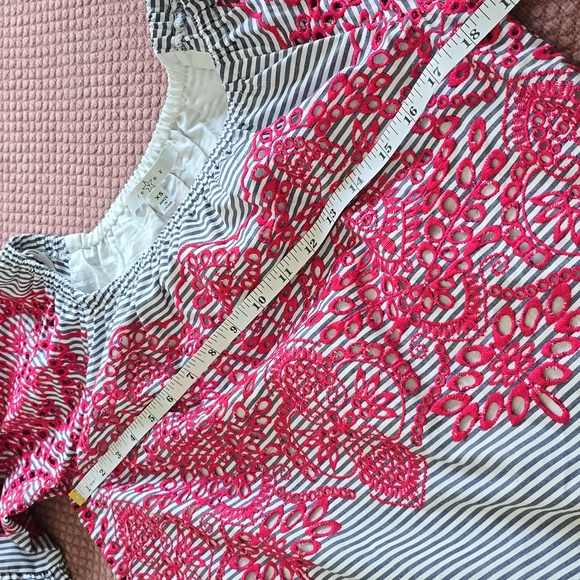 Fever Striped Pink Embroidered Women's Top - Picture 9 of 11